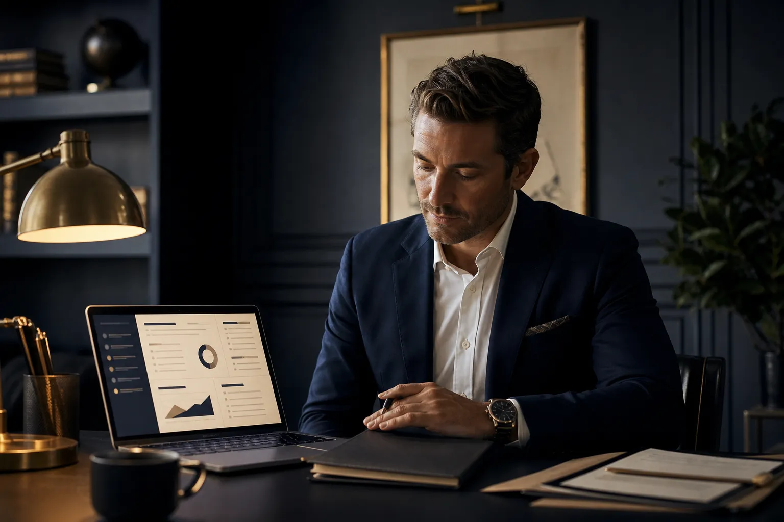 Sales professional reviewing a structured call debrief after a meeting
